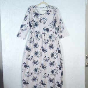 Sweet Salt Women's Purple Rose‎ Floral 3/4 Sleeve Maxi Dress Size M